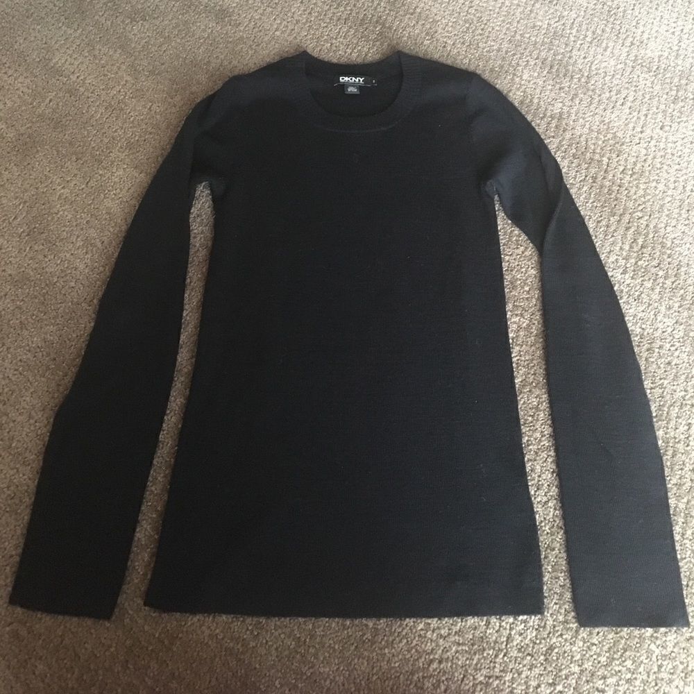Black Crewneck DKNY Wool & Acrylic Sweater